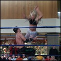 That blur you see flying off the top rope is Angel Williams...