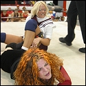 Sonya continues to suffer as her opponent goes to work on her legs.