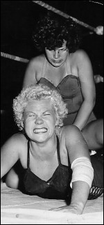 Ethel has Cora Combs' in pain as she works over her legs and back. Ethel has Cora Combs' in pain as she works over her legs and back.