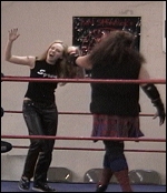 Kiley McLean pulls on some long blonde hair as she leads Syren to some more punishing abuse.