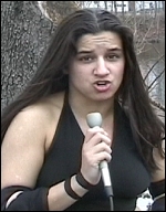 An obviously upset Ariel tells the fans what she's feeling about the upcoming match against her very own brother.
