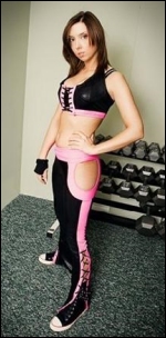 At the gym, Cherry gets ready for a workout with the iron.