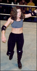 Cindy prepares for a WXW match.