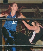 Eden flattens her opponent with a clothesline.