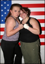 Two of the toughest ladies on the indy scene: Missy Sampson and Mickie Knuckles.