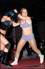 Violet prepares to take her opponent down.